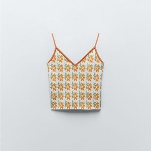 Zara Jacquard Floral Knit Tank Top